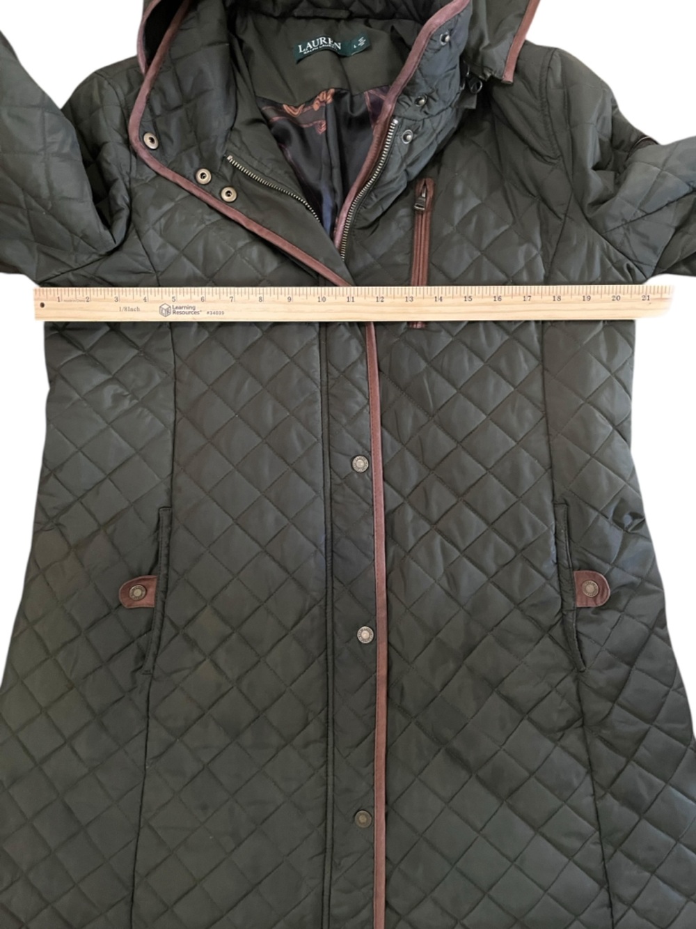 Lauren Ralph Lauren Equestrian Print Lined Quilted Barn Jacket Large - Picture 14 of 16